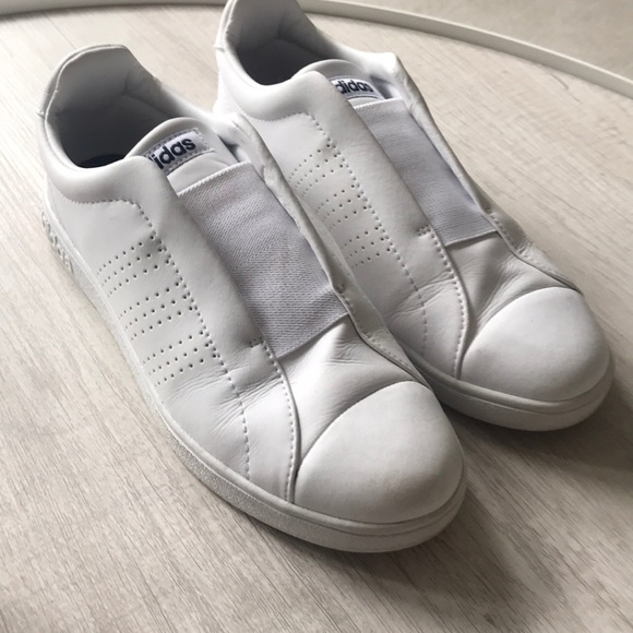 adidas white no lace shoes